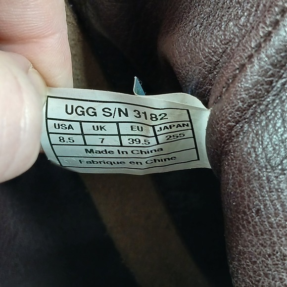 UGG Tan Leather Mid Calf Boots Womens 8.5 Embroidered Stitch Low Heel Winter - Picture 9 of 10